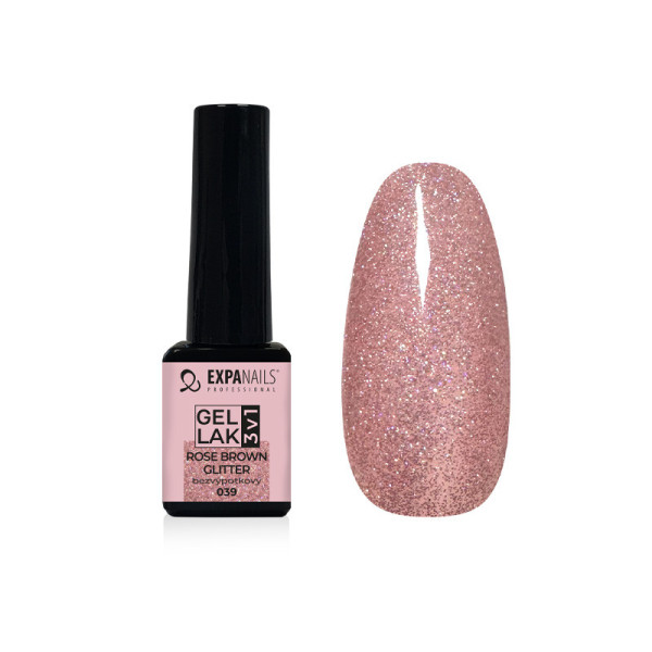 Expa Nails Gél lak 3v1 5ml Rose Brown glitter